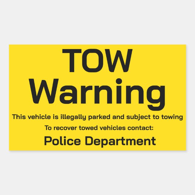 Tow warning sticker (Front)