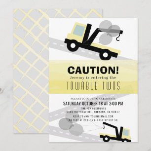 Towable Twos Wrecker 2e invitation anniversaire