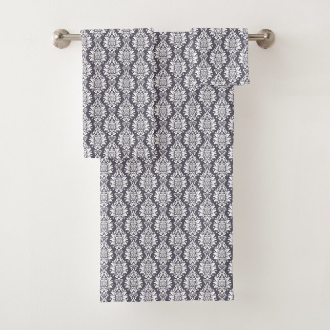 Towel and washcloth with a black and white floral  (Creator Uploaded)