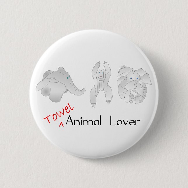 Towel Animal Lover 2 Inch Round Button (Front)