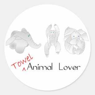 Towel Animal Lover Classic Round Sticker