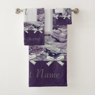 Towel Bath Set Lavender and Bows Personalized