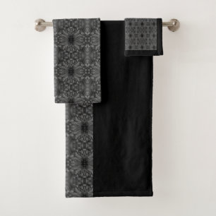Towel Set - Chrysanthemum Grey Kaleidoscopic