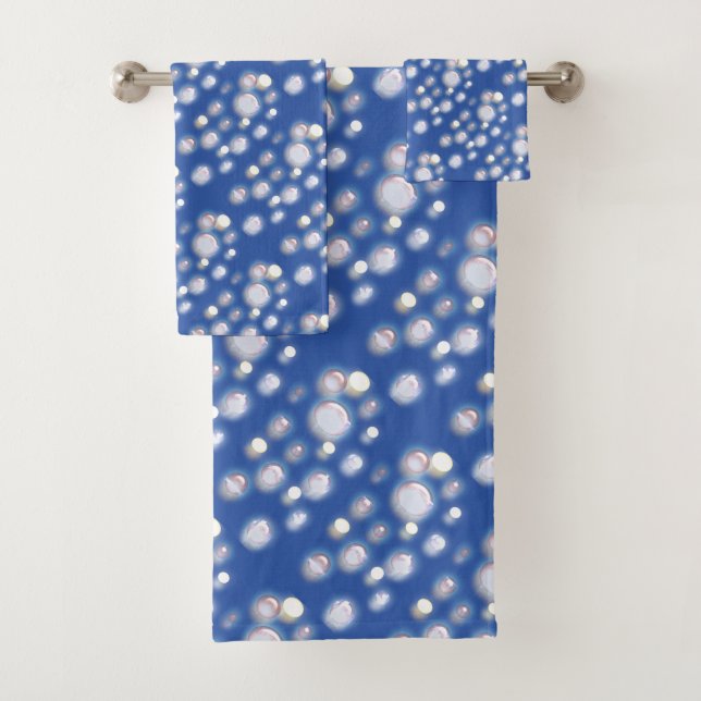 Towel Set - Clear Bubbles on Dark Blue (Insitu)
