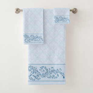 Towel Set - Icy Blue Damask