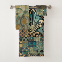 towel set with art deco design