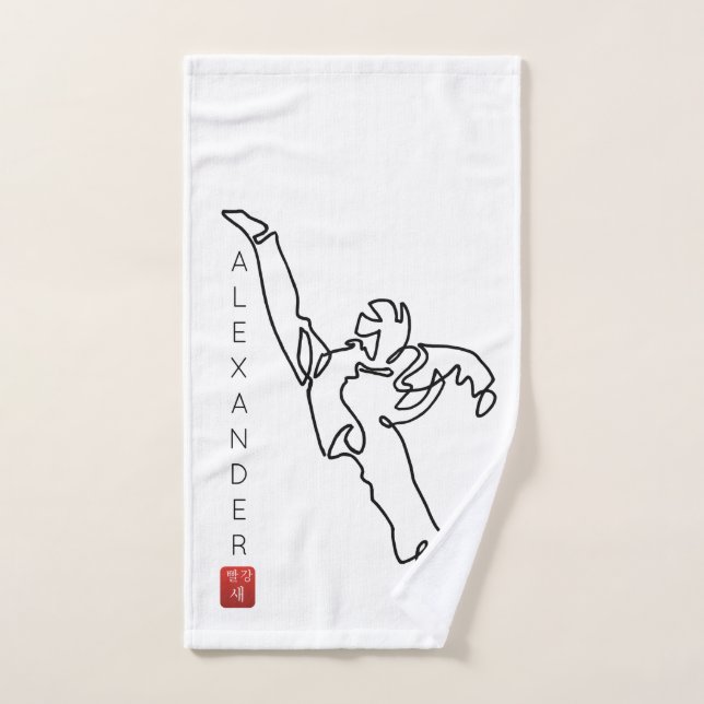 Towel with hand TAEKWONDO DWICHAGI back kick (Hand Towel)