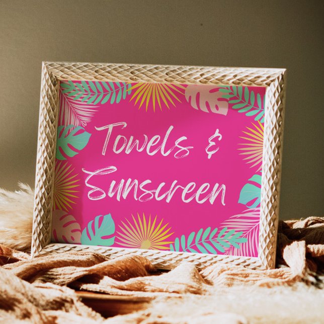 Towels & Sunscreen Sign | Pool Party Signs (Creator Uploaded)