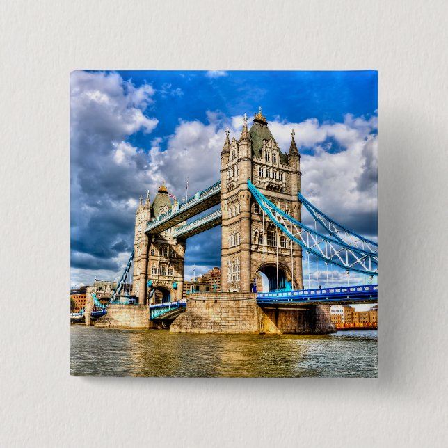 Tower Bridge 2 Inch Square Button (Front)