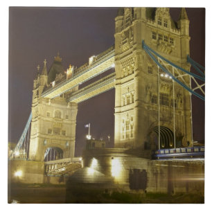 Tower Bridge and River Thames at dusk, London, Tile