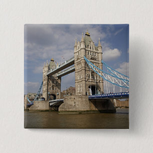 Tower Bridge and River Thames, London, 2 Inch Square Button