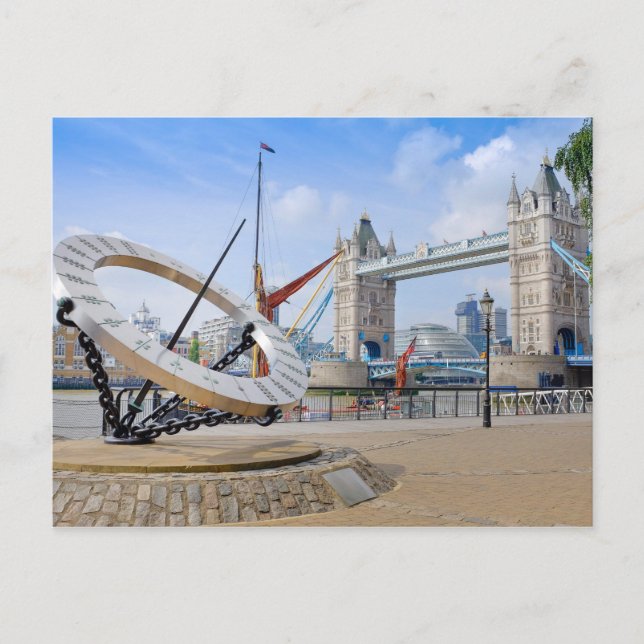 Tower Bridge and Sun Dial, London UK Postcard (Front)