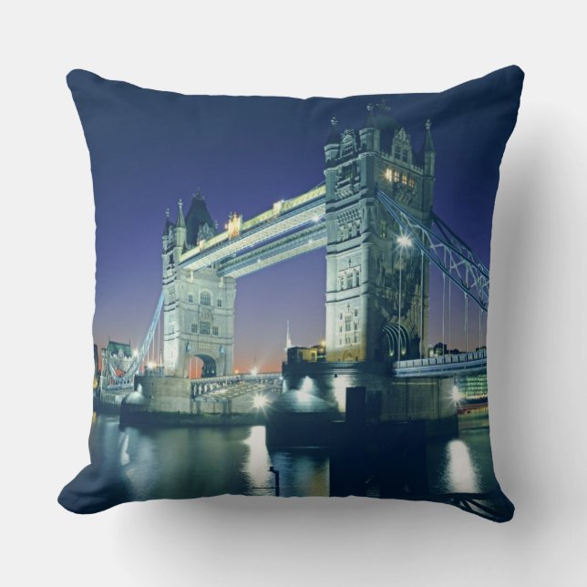Tower Bridge at Dusk Throw Pillow (Front)