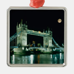 Tower Bridge at Night, London, England Metal Ornament