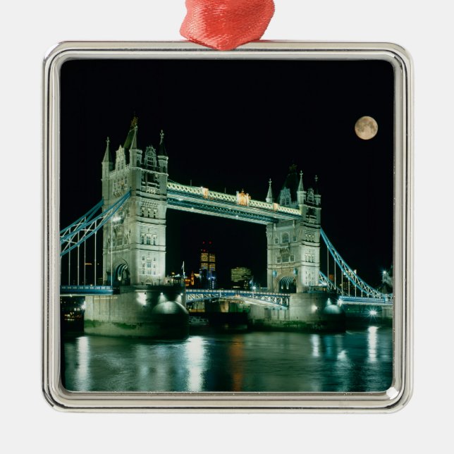 Tower Bridge at Night, London, England Metal Ornament (Front)