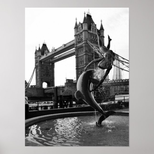 Tower Bridge Black and White Poster (Front)