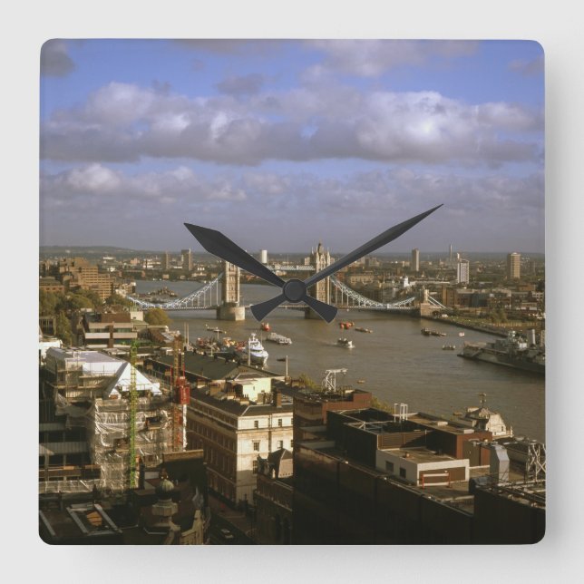 Tower Bridge in the 1990's Square Wall Clock (Front)