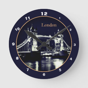 Tower Bridge & London at Night England /British UK Round Clock