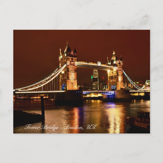Tower Bridge, London at Night, England / love UK  Postcard (Front)