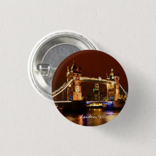Tower Bridge, London at Night, England (UK) 1 Inch Round Button