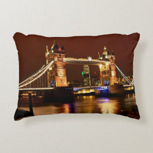Tower Bridge, London at Night, England (UK) Accent Pillow