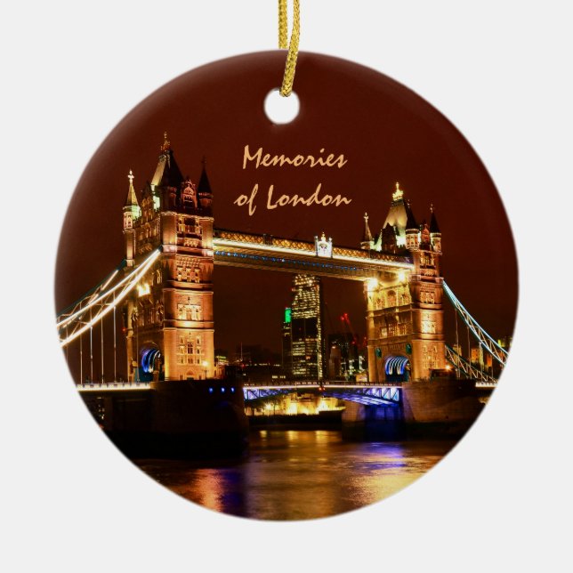 Tower Bridge, London at Night, England (UK) Cerami Ceramic Ornament (Front)