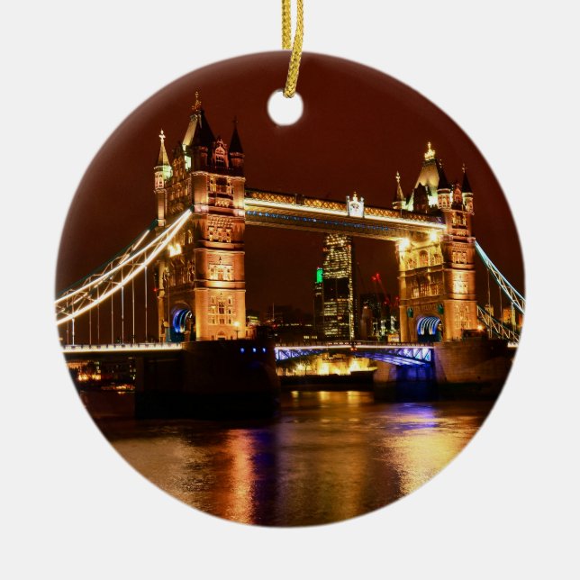 Tower Bridge, London at Night, England (UK) Ceramic Ornament (Front)