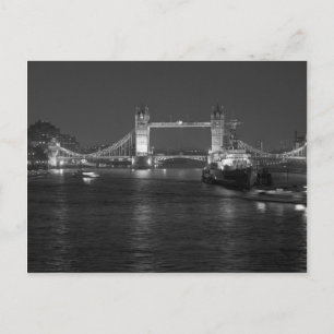 Tower Bridge London, Black and White Postcard