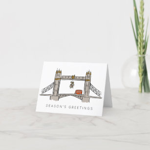 Tower Bridge London Double Decker Christmas Photo Holiday Card