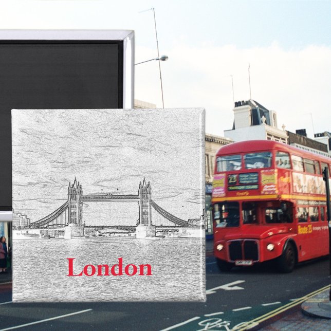 Tower Bridge LONDON Embossed Magnet (Front with Background)