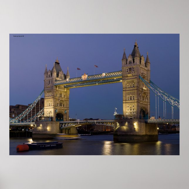 Tower Bridge London England at Dusk Poster (Front)