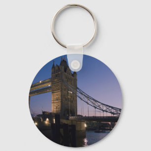 Tower Bridge London England Water Night City Keychain