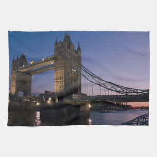 Tower Bridge London England Water Night City Kitchen Towel
