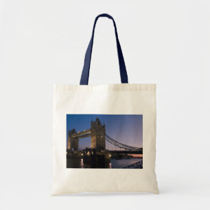 Tower Bridge London England Water Night City Tote Bag