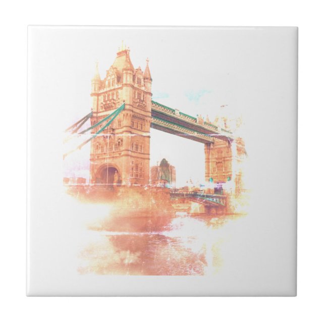 Tower Bridge London Great Britain UK Sketch Tile (Front)