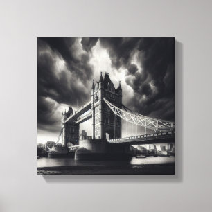 Tower Bridge London in Dramatic Black and White Canvas Print
