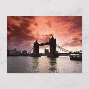 Tower Bridge Red Sky Postcard