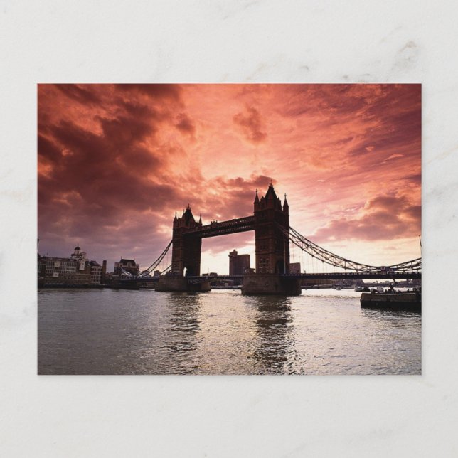 Tower Bridge Red Sky Postcard (Front)