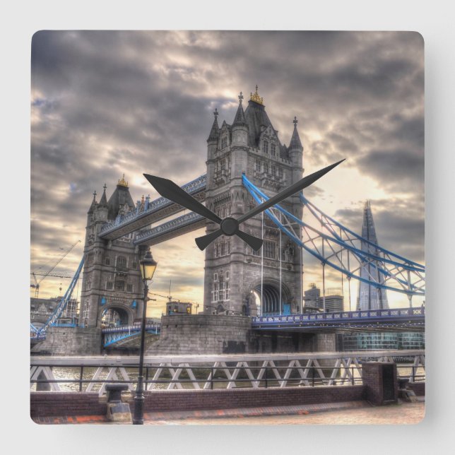 Tower Bridge & The Shard, London, England Square Wall Clock (Front)