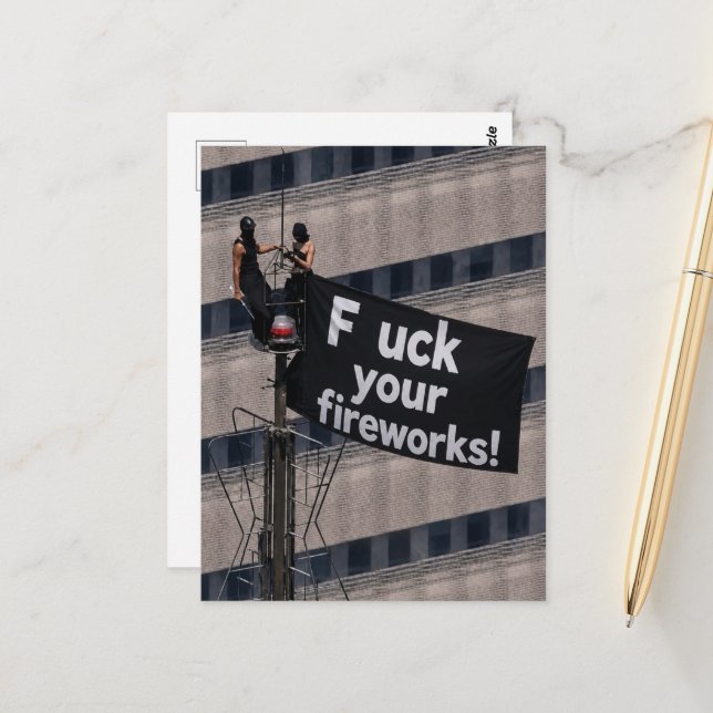 Tower Climbers F uck Your Fireworks Postcard (Front/Back In Situ)