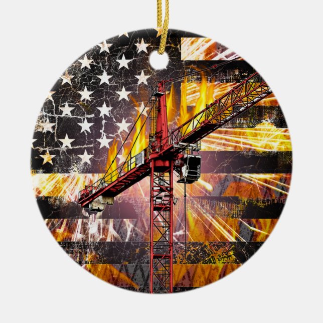 Tower Crane Operator Flag Ceramic Ornament (Front)