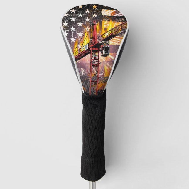 Tower Crane Operator Flag Golf Head Cover (Front)