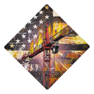 Tower Crane Operator Flag Graduation Cap Topper
