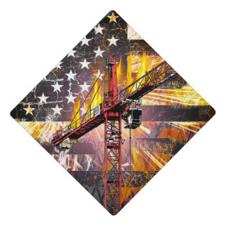 Tower Crane Operator Flag Graduation Cap Topper