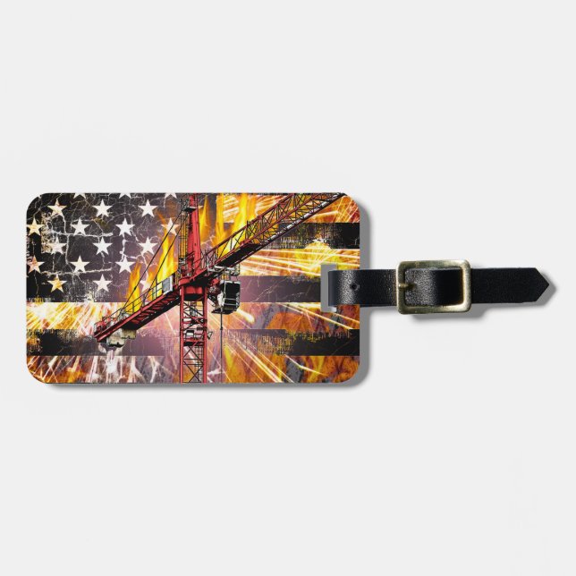 Tower Crane Operator Flag Luggage Tag (Front Horizontal)