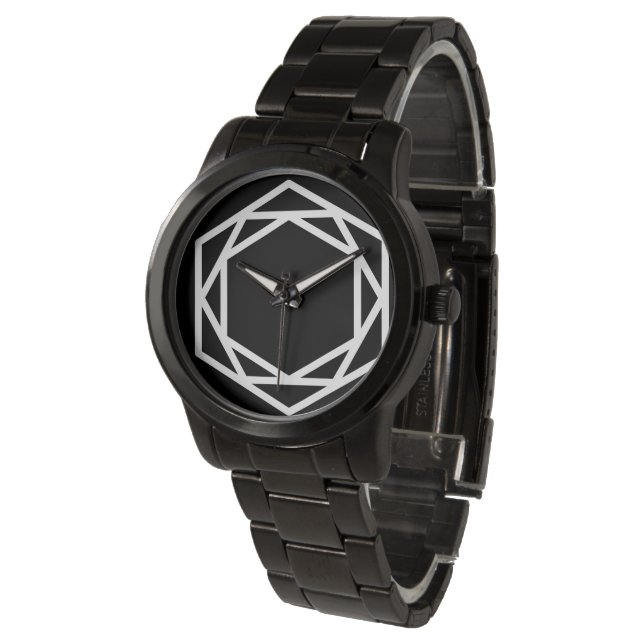 Tower (-) / Custom Oversized Black Bracelet Watch (Angled)