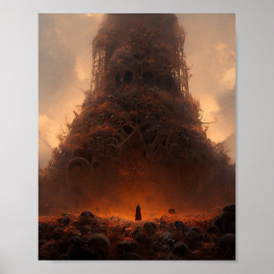 Tower Made Of Bones Dark Fantasy Art Poster
