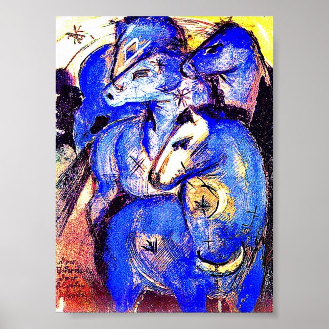 Tower of Blue Horses Art Poster Print (Front)