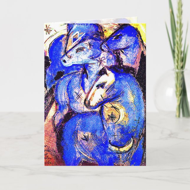 Tower of Blue Horses by Franz Marc Holiday Card (Front)