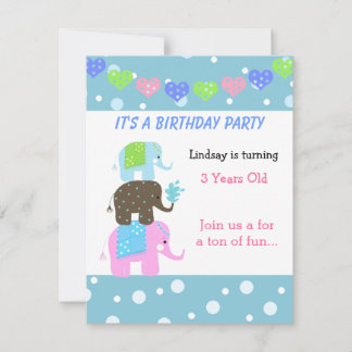 Tower of Elephants Birthday Invitation